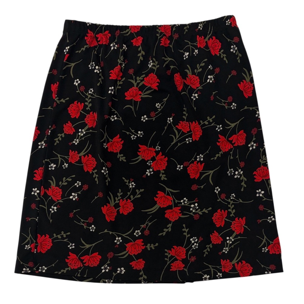Casual Corner Fairy Grunge Whimsigoth Rose Print Mini Skirt Size Medium Stretch